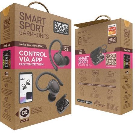 Auriculares Muvit Io Smart True Wireless Sport Enc con Estuche de Carga, Autonomía 6h, Negro Auriculares Muvit Io Smart True Wireless Sport Enc con Estuche de Carga, Autonomía 6h, Negro